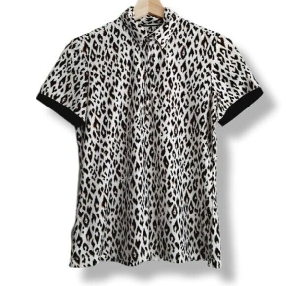 GREG NORMAN PLAYDry Golf Shirt Animal Jaguar Print Sz S - Picture 1 of 8
